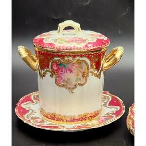 EUC! Antique 1911-21 Noritake RS Nippon Condensed Milk Jam Jar Holder Underplate